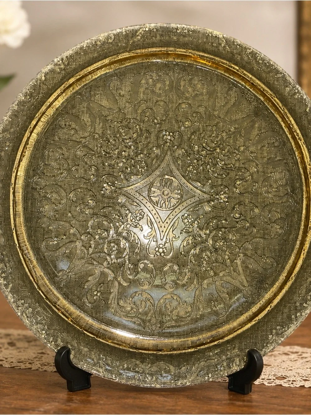 Vintage Federal Madrid Amber Depression Glass 11” Serving Platter
